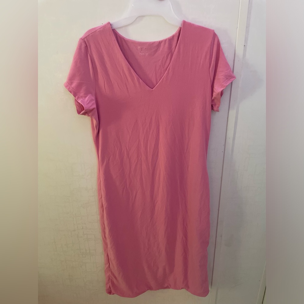Pink v neck dress